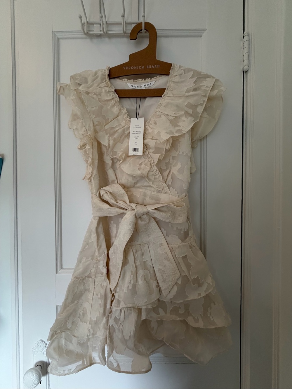 NWT Veronica Beard Ivory Ruffled Wrap Dress